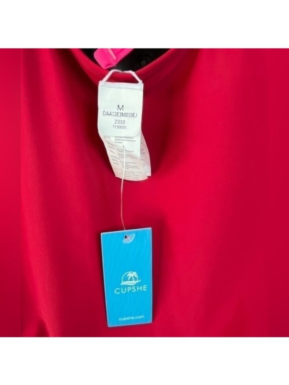 42.🆕Small Cupshe High Neck Tummy Control Red & Pink Bathing Suit - Picture 7 of 8